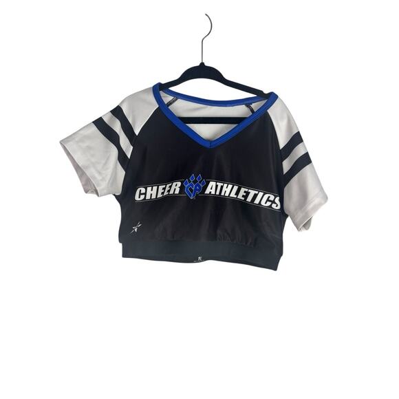 Cheer Athletics Girls Youth Practice Crop Top Blue Short Sleeve YL Double Sided - Picture 1 of 4